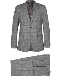 Etro Grey Checked Wool Suit