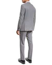 BOSS Mini Check Wool Two Piece Suit Gray