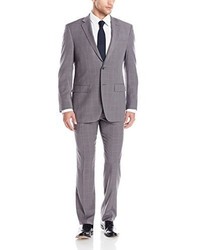 Perry Ellis Windowpane Two Button Suit With Flat Front Pant