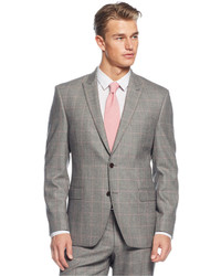 Tallia Grey Windowpane Check Slim Fit Suit