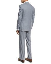 Canali Windowpane Check Wool Two Piece Suit Gray