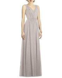 Dessy Collection Shirred Shimmer Chiffon Gown