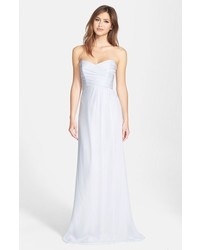 Amsale Strapless Crinkle Chiffon Gown