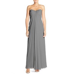 Dessy Collection Sweetheart Neck Strapless Chiffon Gown