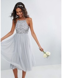 Asos Wedding Delicate Beaded Strappy Back Midi Dress