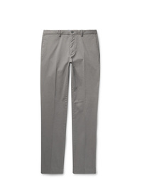 Incotex Anthracite Slim Fit Stretch Cotton Twill Trousers