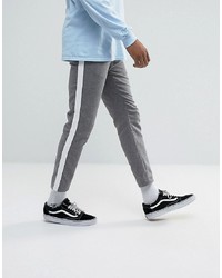 ASOS DESIGN Asos Slim Cropped Trousers In Grey Nepp With