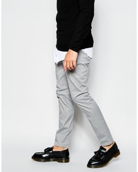 Asos Brand Skinny Chinos With Pleat In Gray