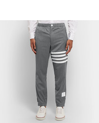 Thom Browne Grey Slim Fit Striped Wool Trousers