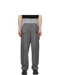 Burberry Grey Wool Press Stud Detail Trousers