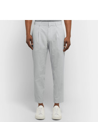 Theory Page Tapered Stretch Cotton Seersucker Trousers