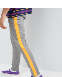 ASOS DESIGN Tall Tapered Trousers In Grey With Yellow