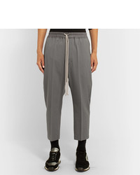 Rick Owens Tapered Cropped Stretch Virgin Wool Drawstring Trousers