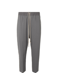Rick Owens Tapered Cropped Stretch Virgin Wool Drawstring Trousers