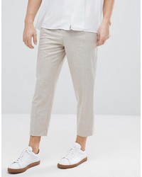 ASOS DESIGN Tapered Smart Trousers In Putty Cross Hatch Nepp