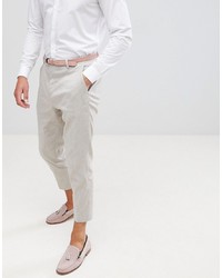 Twisted Tailor Tapered Trouser In Stone Linen