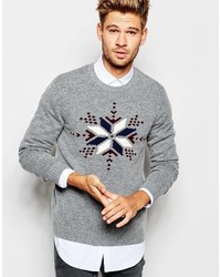 Grey Christmas Crew-neck Sweater