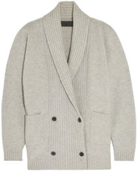 The Elder Statesman Double Breasted Cashmere Blend Cardigan Light Gray