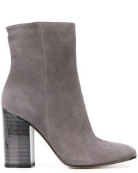 Grey Chunky Leather Ankle Boots