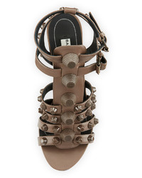 Balenciaga Studded Chunky Heel Cage Sandal Gris Asphalte