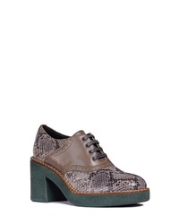 Grey Chunky Leather Oxford Shoes