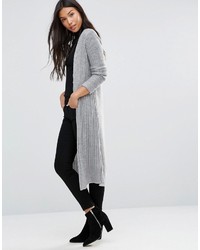 Qed London Longline Cable Knit Cardigan