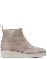 Grey Chunky Suede Ankle Boots