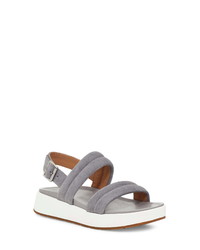 Grey Chunky Suede Flat Sandals