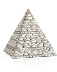 Judith Leiber Couture Austrian Crystal Pyramid Clutch Bag Silver Rhine