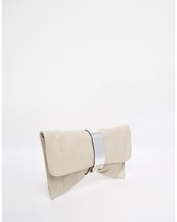 Lipsy Folover Clutch Bag With Fastening Detail In Gray