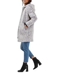 Topshop Abigail Boucle Hooded Wool Blend Coat
