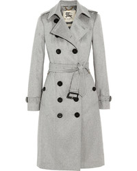 Burberry Brushed Cashmere Trench Coat Gray