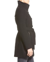 DKNY Double Breasted Wool Blend Trench Coat