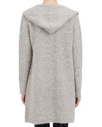 Barneys New York Fuzzy Sweater Coat Grey