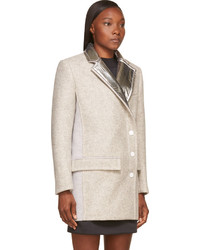 Paco Rabanne Grey Wool And Silver Foil Coat