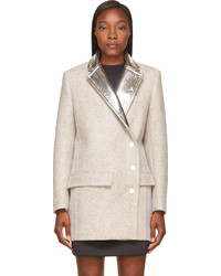 Paco Rabanne Grey Wool And Silver Foil Coat