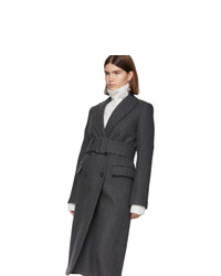 Helmut Lang Grey Wool Double Breasted Coat