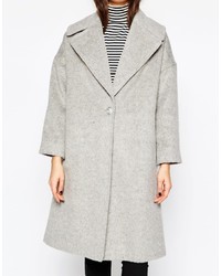 Helene Berman Light Gray Oversize Collar Coat