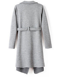 Lapel Belted Slim Cool Knitted Coat