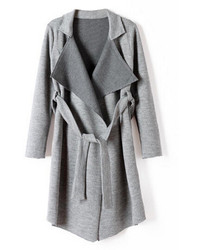 Lapel Belted Slim Cool Knitted Coat