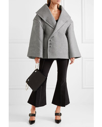 Jacquemus Le Caban Oversized Wool Blend Coat Light Gray