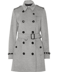 Burberry London Leather Trimmed Wool And Cashmere Blend Trench Coat