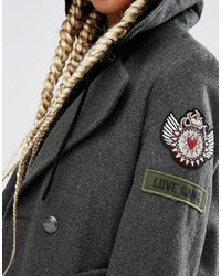 Pull&Bear Military Coat With Badge Detail