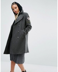 Pull&Bear Military Coat With Badge Detail