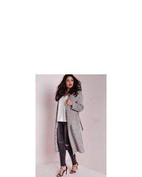 Missguided Plus Size Belted Wool Coat Grey