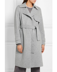 Theory Oaklane Brushed Wool And Cashmere Blend Coat Gray