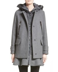 Moncler Phemia Wool Blend Jacket With Removable Hooded Puffer Vest
