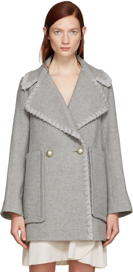 See by Chloe See By Chlo Grey Double Breasted Wool Coat, $895