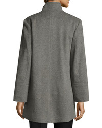 Fleurette Stand Collar Wool Cashmere Coat Gray
