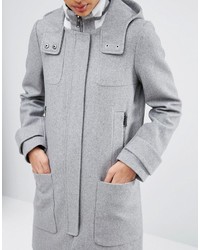 Asos Wool Blend Coat With Tipped Rib And Funnel Neck